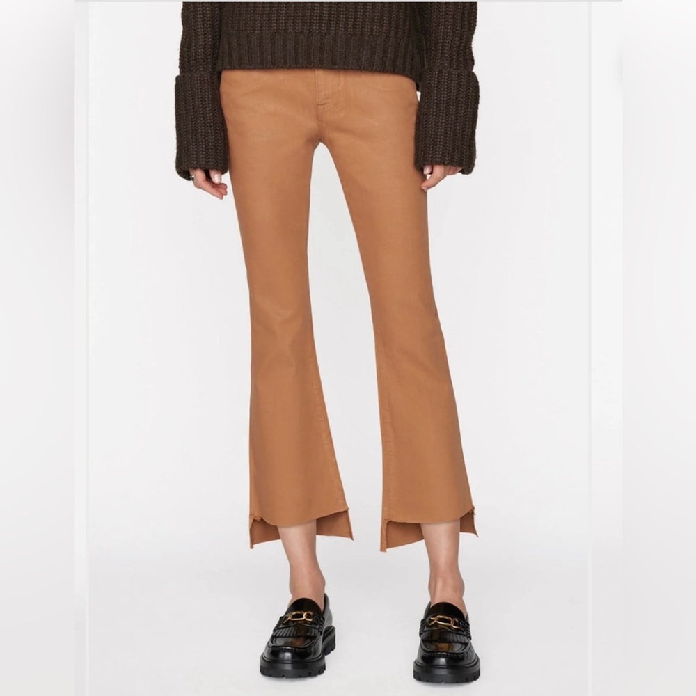 FRAME Le Crop Coated Mini Boot Latte Step Hem, Sz 25